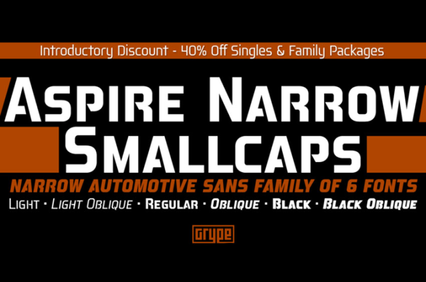 Aspire Narrow Smallcaps Font