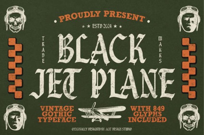 Black Jet Plane Font