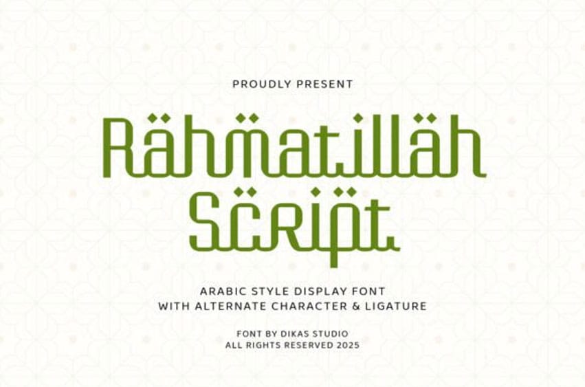 Rahmatillah Script Font