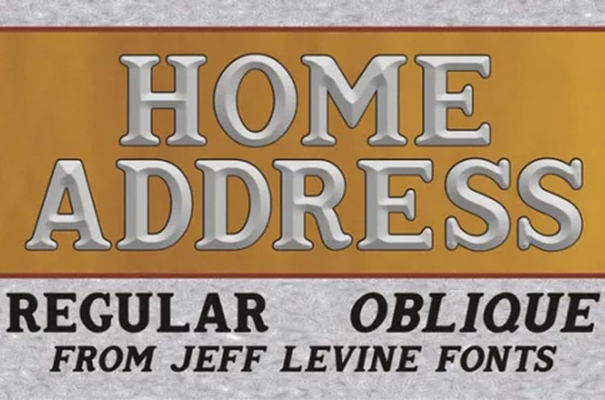 Home Address JNL Font