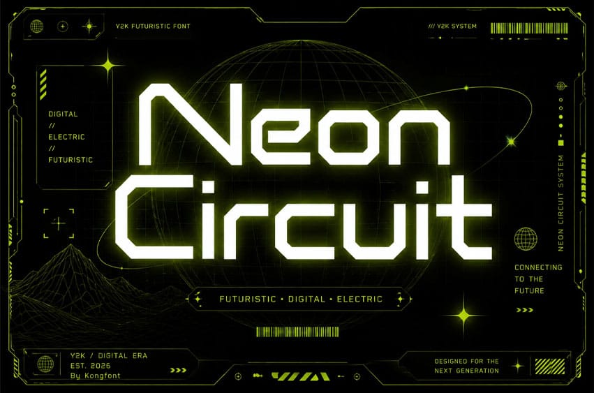 Neon Circuit Font